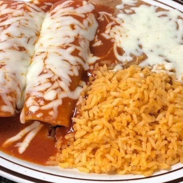 Burrito, Enchilada, Rice & Beans.