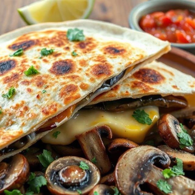 Mushroom & Cheese Quesadilla.