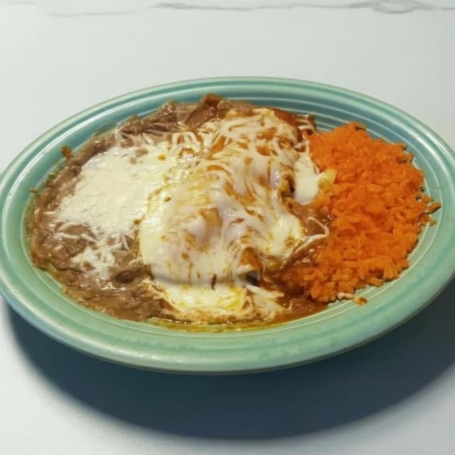 Burrito with Beef Tips, Chicken Enchilada and Special Tostaguac.